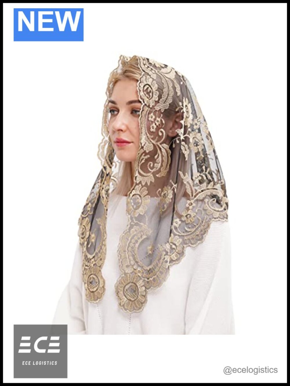 Spanish Mantilla Lace Veil Catholic Church Chapel Scarf 47" Bridal Veil